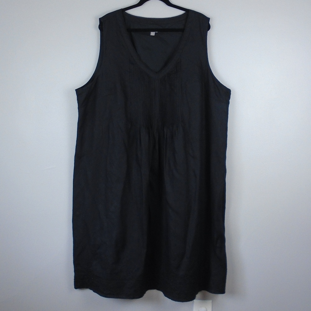 J. JILL Black Linen Embroidered Dress Sz 4X